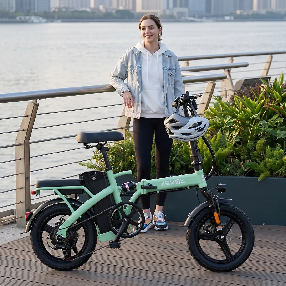 REOCRO RE0-14-G Sage Green foldable electric bike