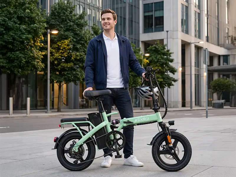 REOCRO RE0-14-G Sage Green foldable electric bike - 700W peak motor, 55.1 lbs portable, UL certified, $205